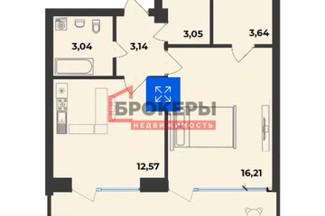 1-к квартира, 46,9 м², 8/10 эт.